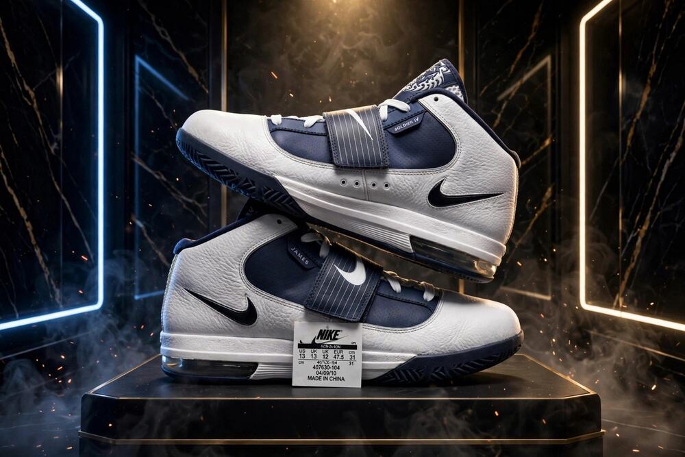 Size 13 - Nike Zoom Soldier IV Witness 407630-104 White Navy Gold LeBro